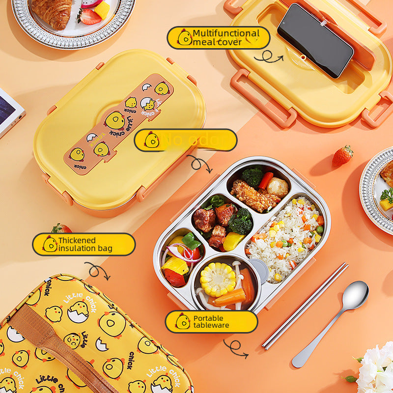 Cartoon Kids’ Insulated Lunch Box – With Cutlery Set
