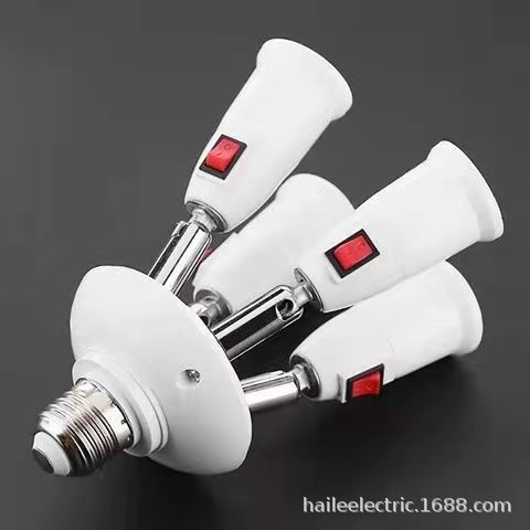 E27 Screw Multi-Head Lamp Holder with Switch Converter