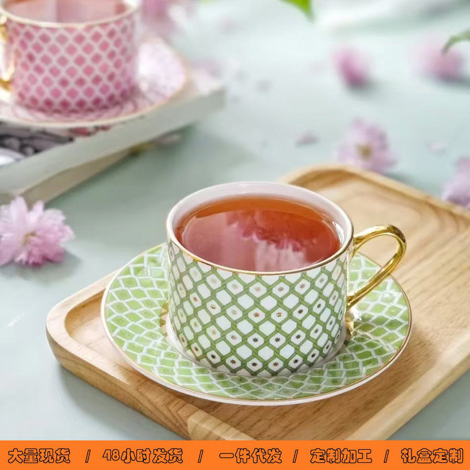 Colorful Star Bone China Coffee Cup & Saucer Gold-Plated