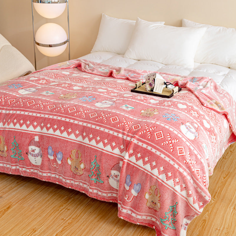 Snowflake Velvet Lamb Fleece Blanket – Thickened Christmas Blanket, Soft Office Nap Throw, Multi-purpose Winter Comfort