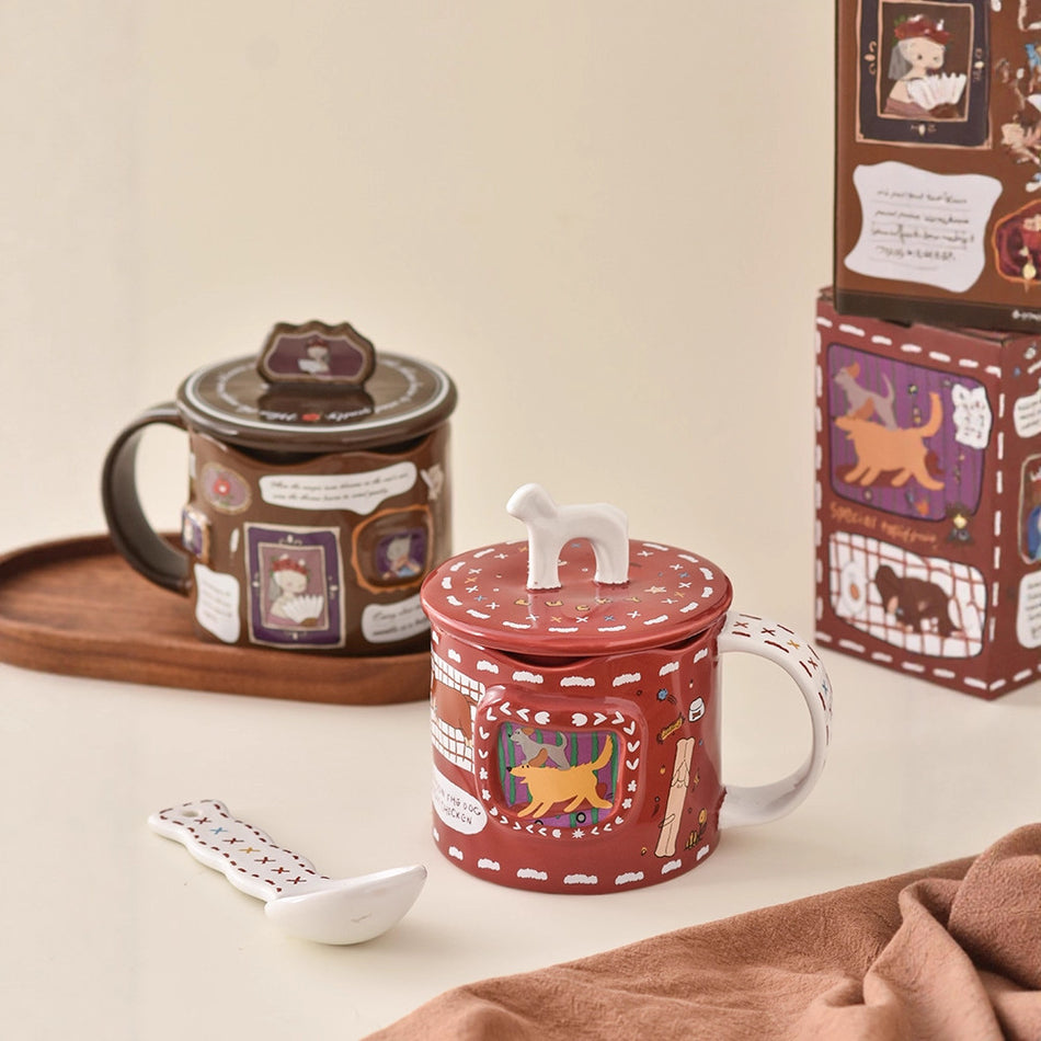 Designer Christmas & New Year Mug with Lid and Spoon