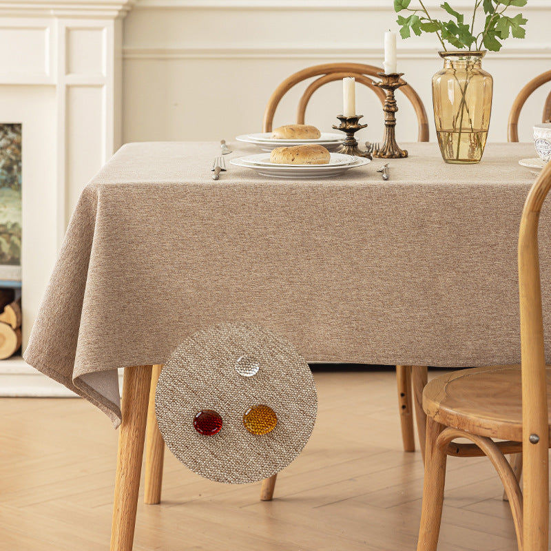 Cotton Linen Waterproof Dustproof Solid Color Tablecloth