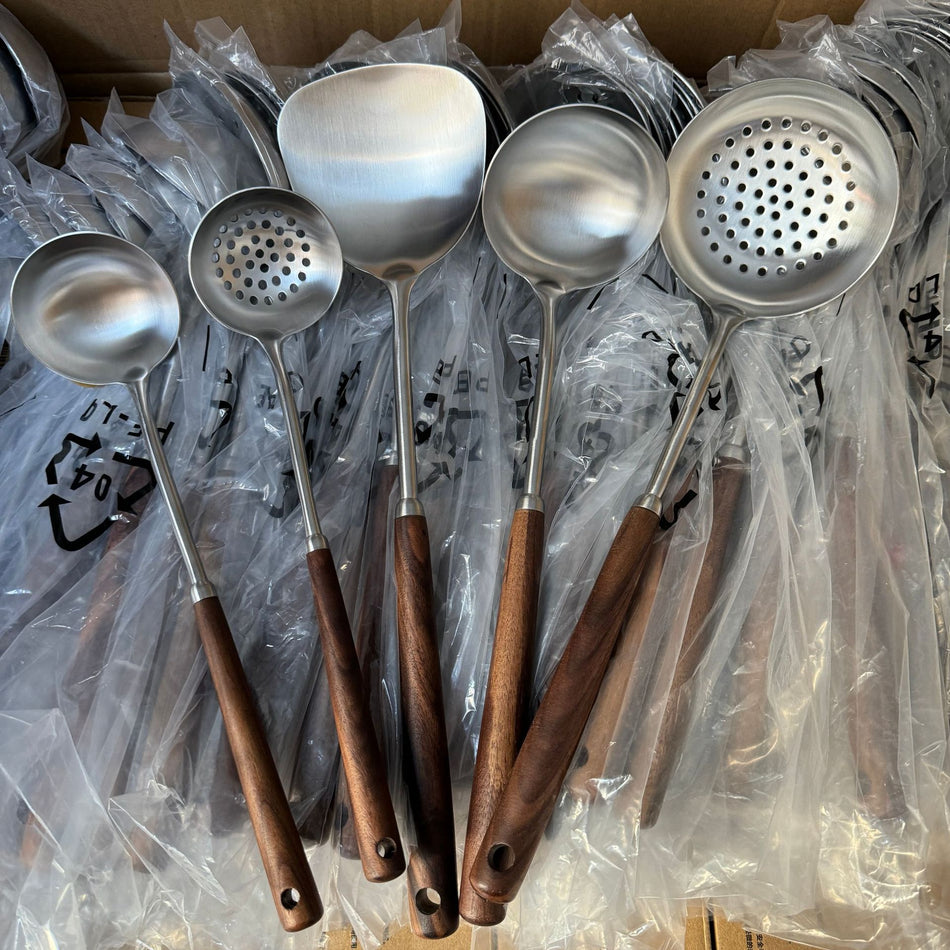 Stainless Steel & Walnut Kitchen Tool Set
