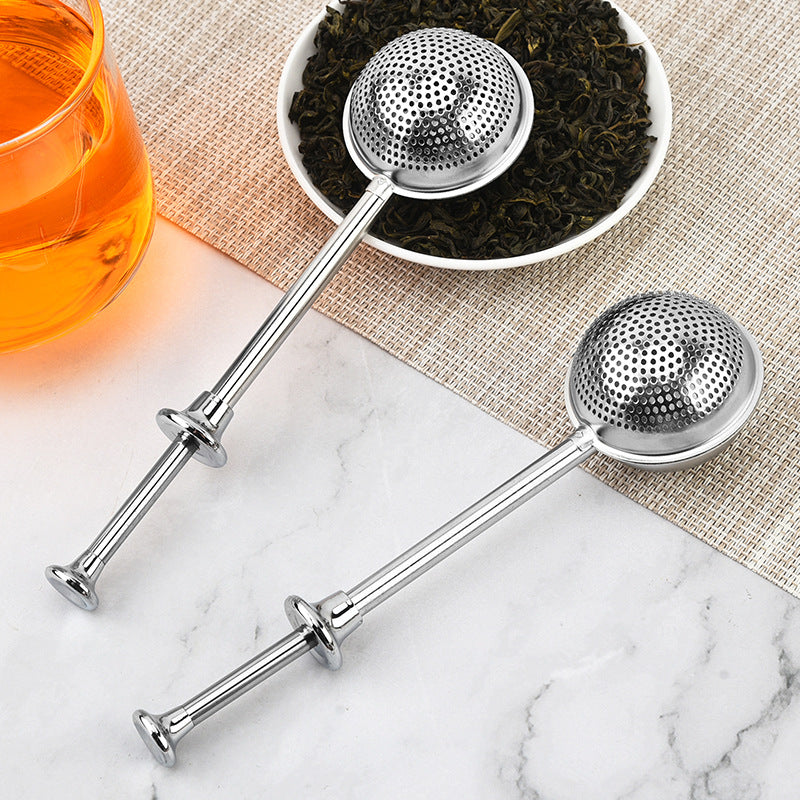 304 Steel Tea Ball Strainer - Push-Type Design