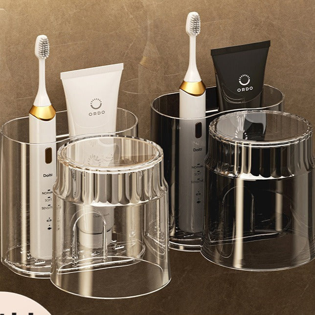 Wall-Mounted Toothbrush and Cup Storage Rack