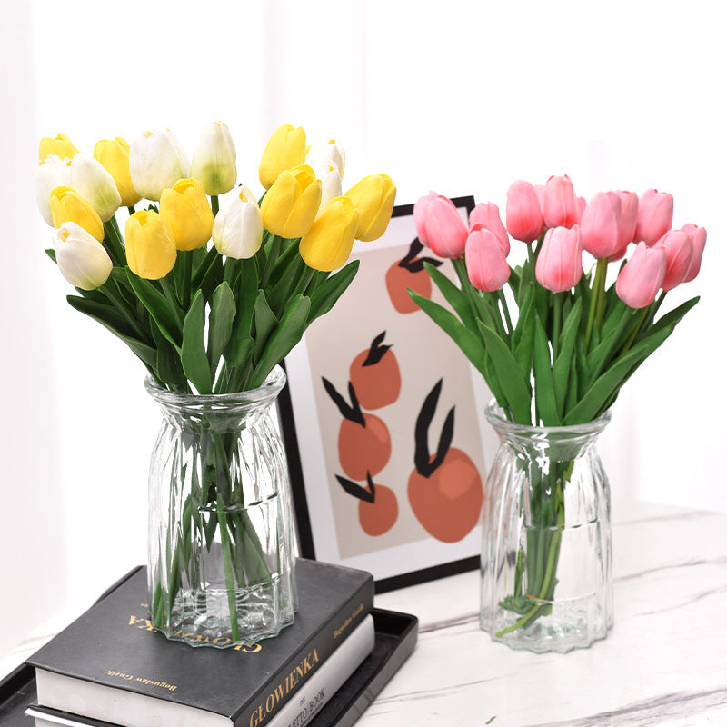Artificial Tulip Flower Bouquet – Faux Dried Flower Arrangement for Bedroom, Living Room, Photo & Table Decoration