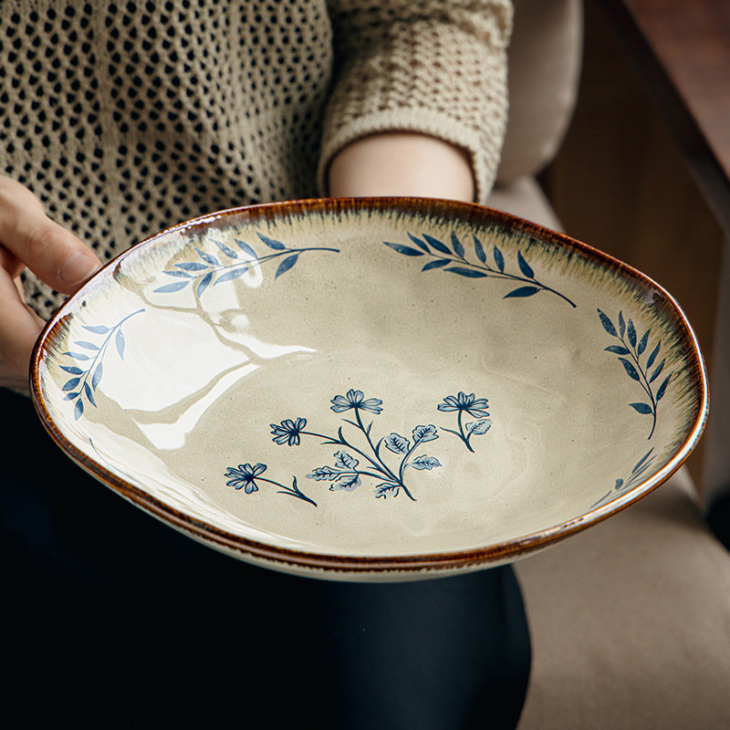 9-Inch Lotus Leaf Ceramic Plate for Salad & Deep Dishes