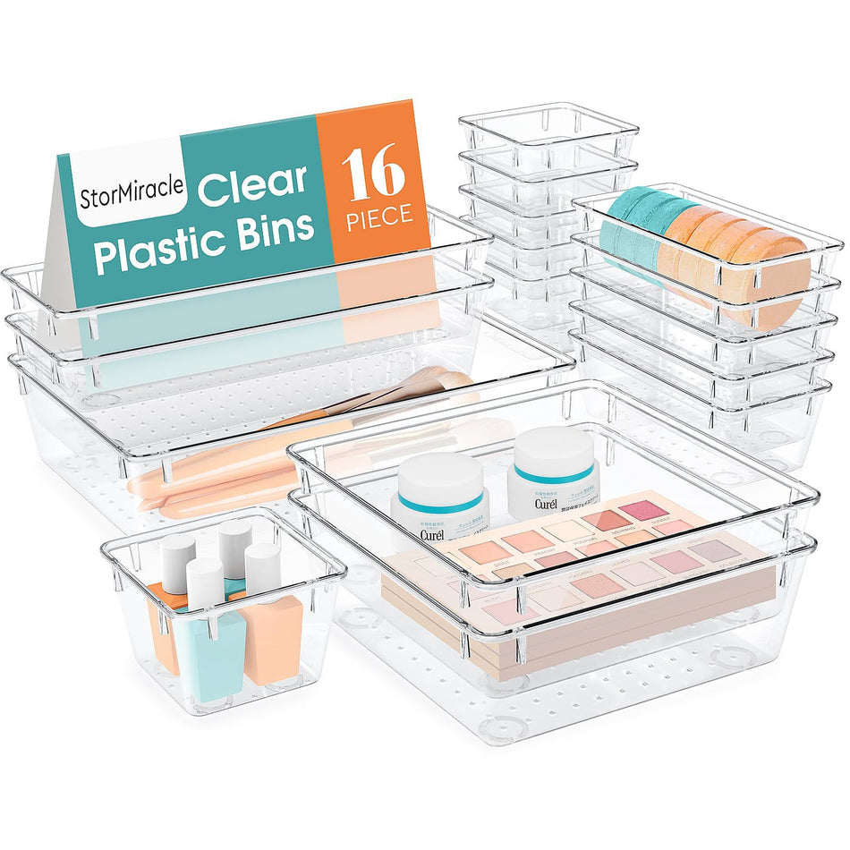 Transparent Plastic Drawer Storage Box Set – Multifunctional Organizer for Makeup, Sundries, Desk or Dressing Table Organization