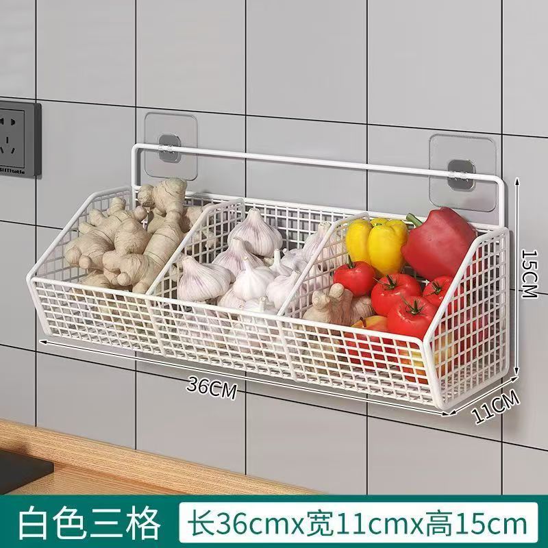 Punch-Free Onion Garlic Ginger Storage Basket Kitchen Rack