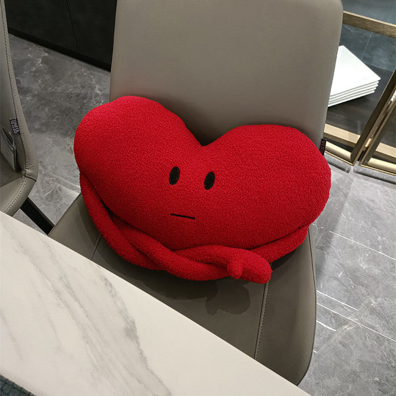 Cute Red Heart Plush Pillow – Ins Sofa & Bedside Cushion