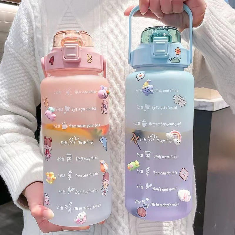 2L Gradient Water Bottle with Straw – Large Summer Cup