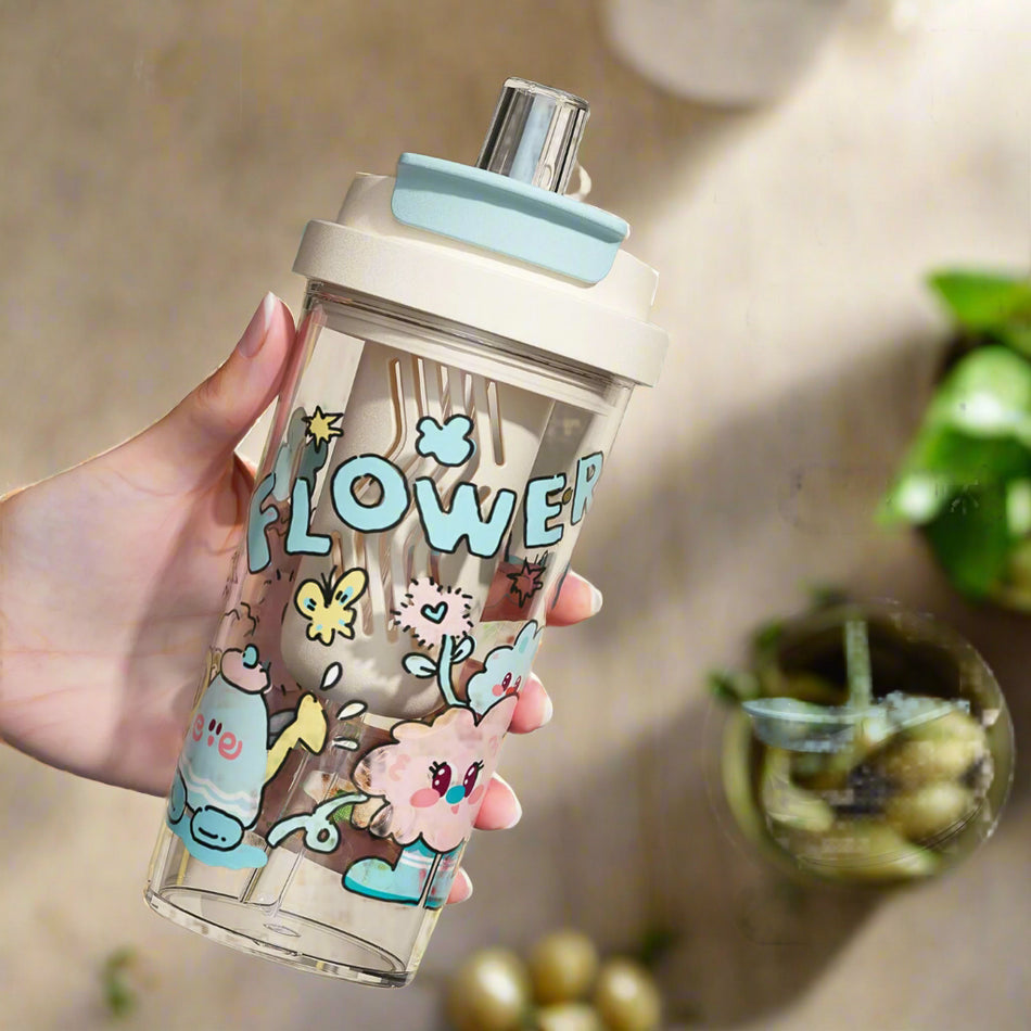 Cartoon Summer Plastic Straw Cup – Cute & High-Temp Safe